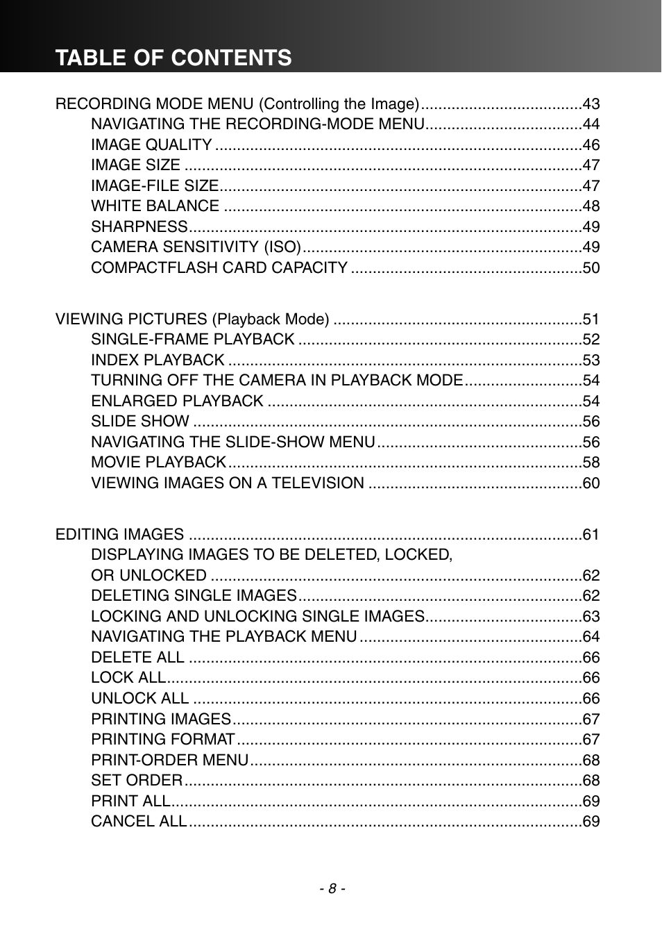 Konica Minolta DiMAGE E201 User Manual | Page 8 / 96