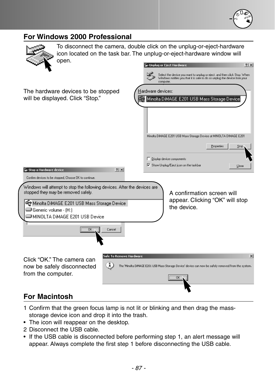 Konica Minolta DiMAGE E201 User Manual | Page 87 / 96