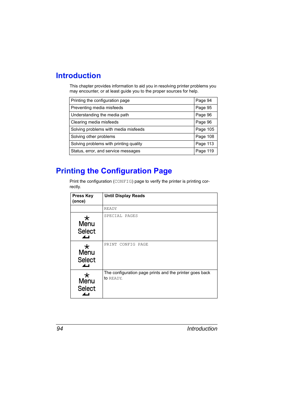 Introduction, Printin g the configuration page, Introduction 94 | Konica Minolta magicolor 2530 DL User Manual | Page 102 / 154