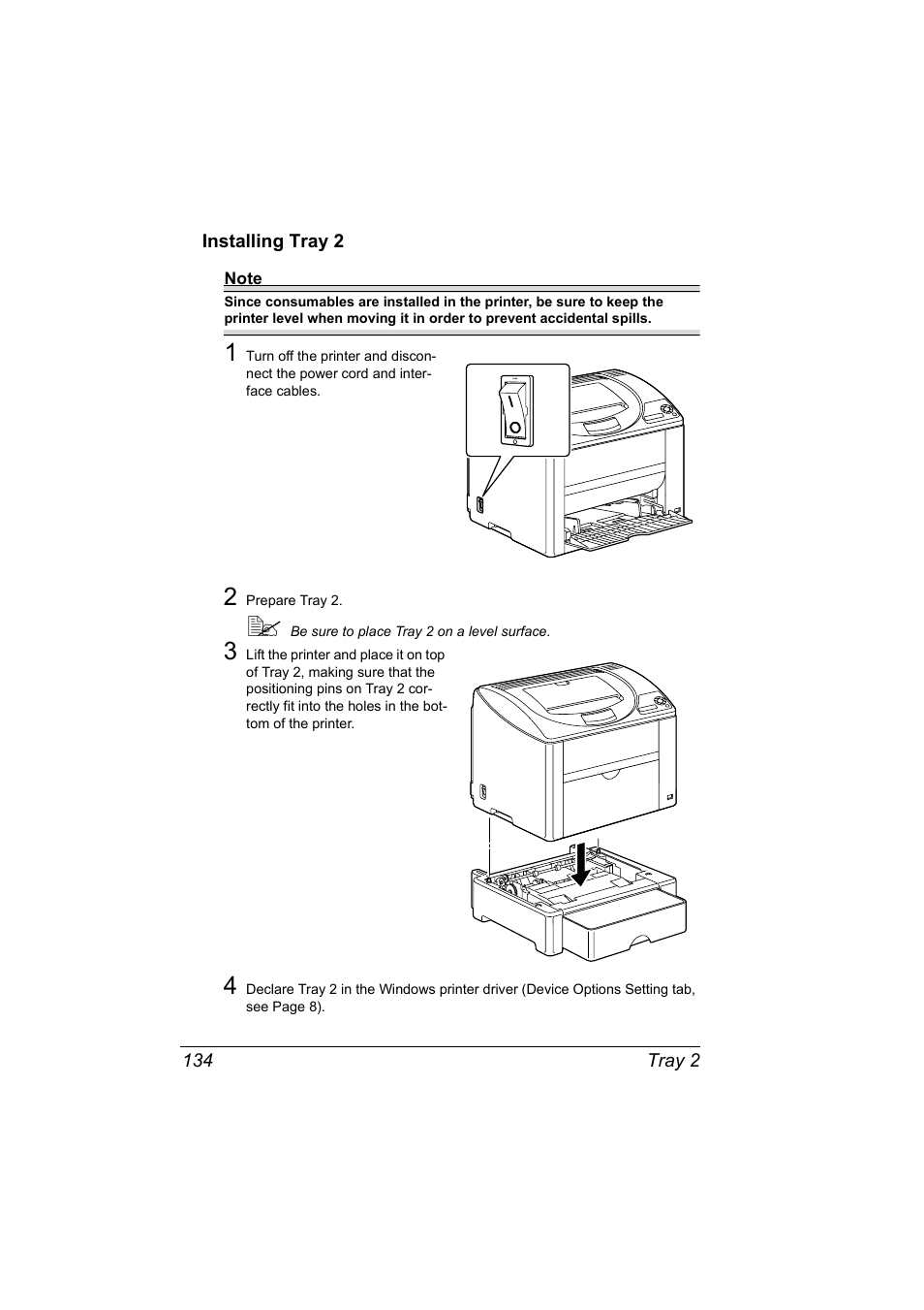 Installing tray 2, Installing tray 2 134 | Konica Minolta magicolor 2530 DL User Manual | Page 142 / 154