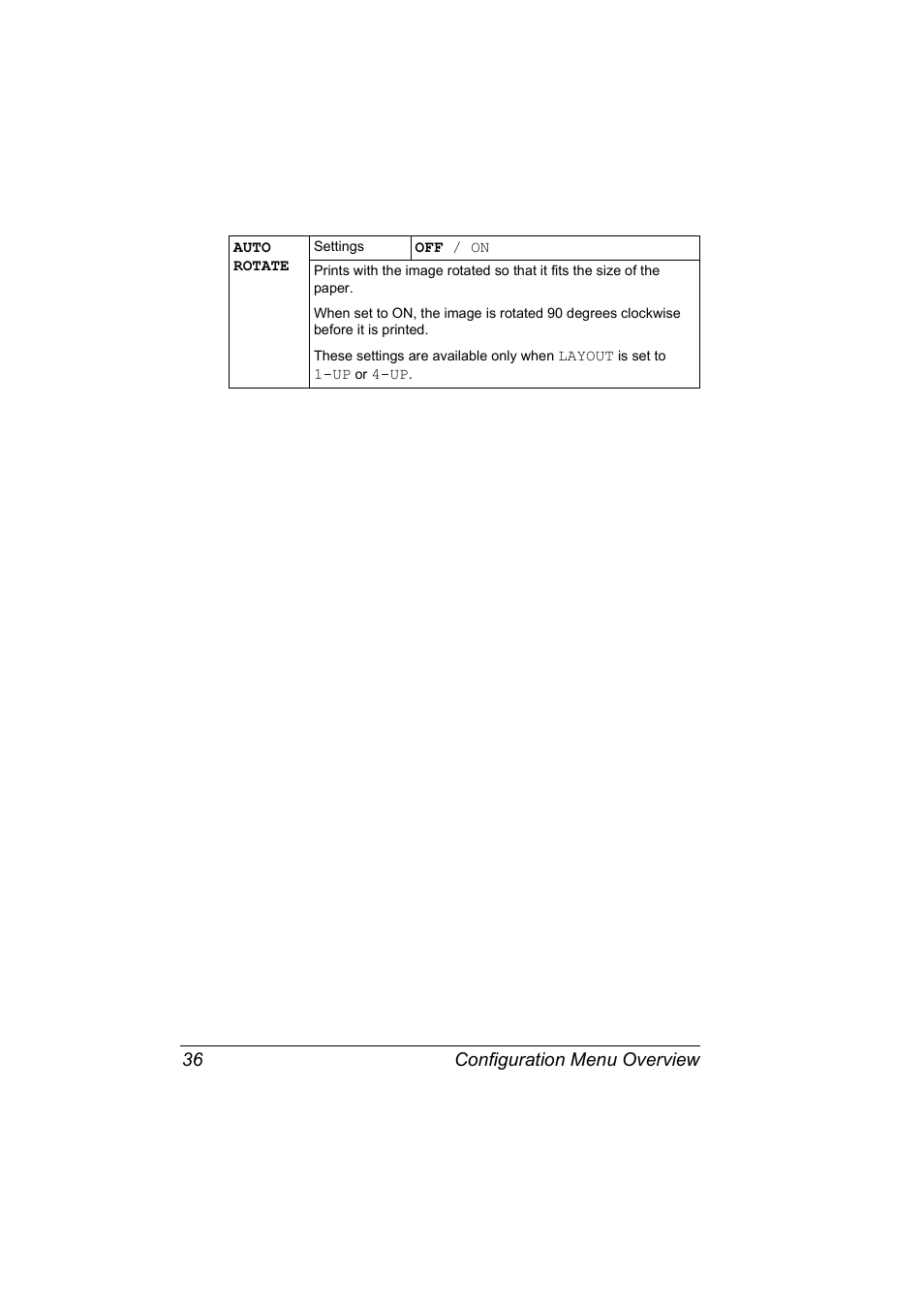 Configuration menu overview 36 | Konica Minolta magicolor 2530 DL User Manual | Page 44 / 154
