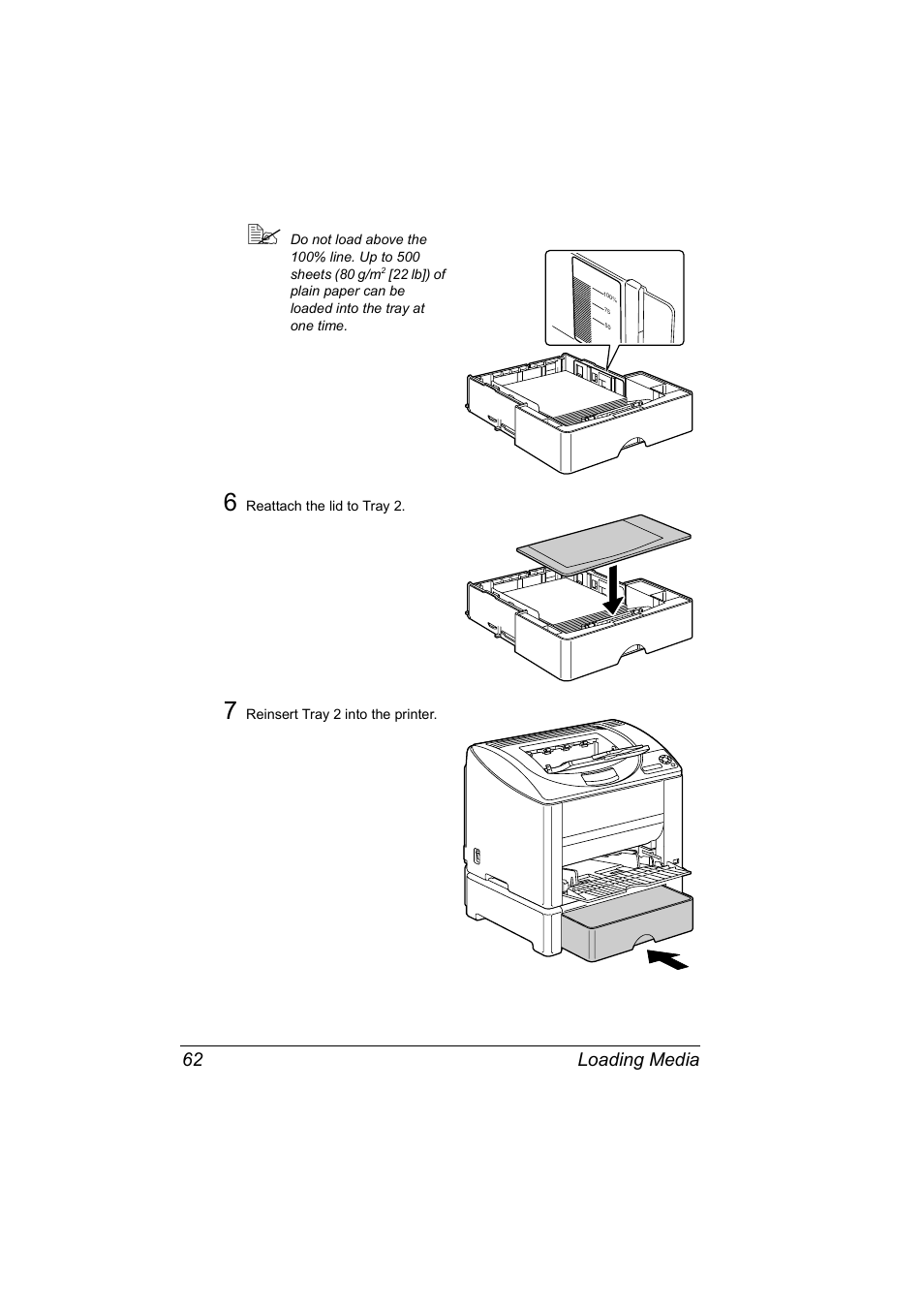 Loading media 62 | Konica Minolta magicolor 2530 DL User Manual | Page 70 / 154