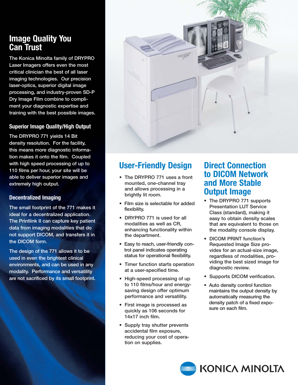 Image quality you can trust, User-friendly design | Konica Minolta Drypro 771 User Manual | Page 3 / 4