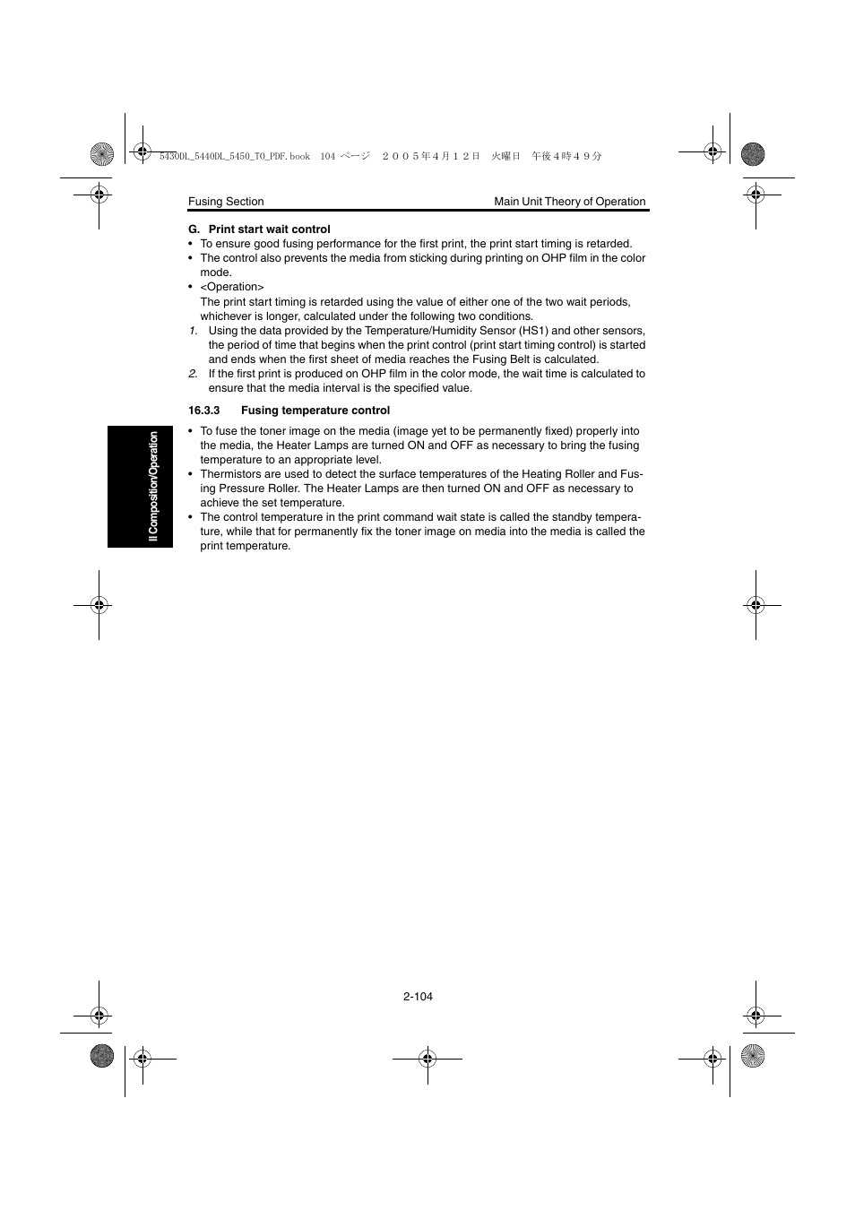 3 fusing temperature control, 3 fusing temperature control -104 | Konica Minolta 5430 DL 5440 DL 5450 User Manual | Page 141 / 193