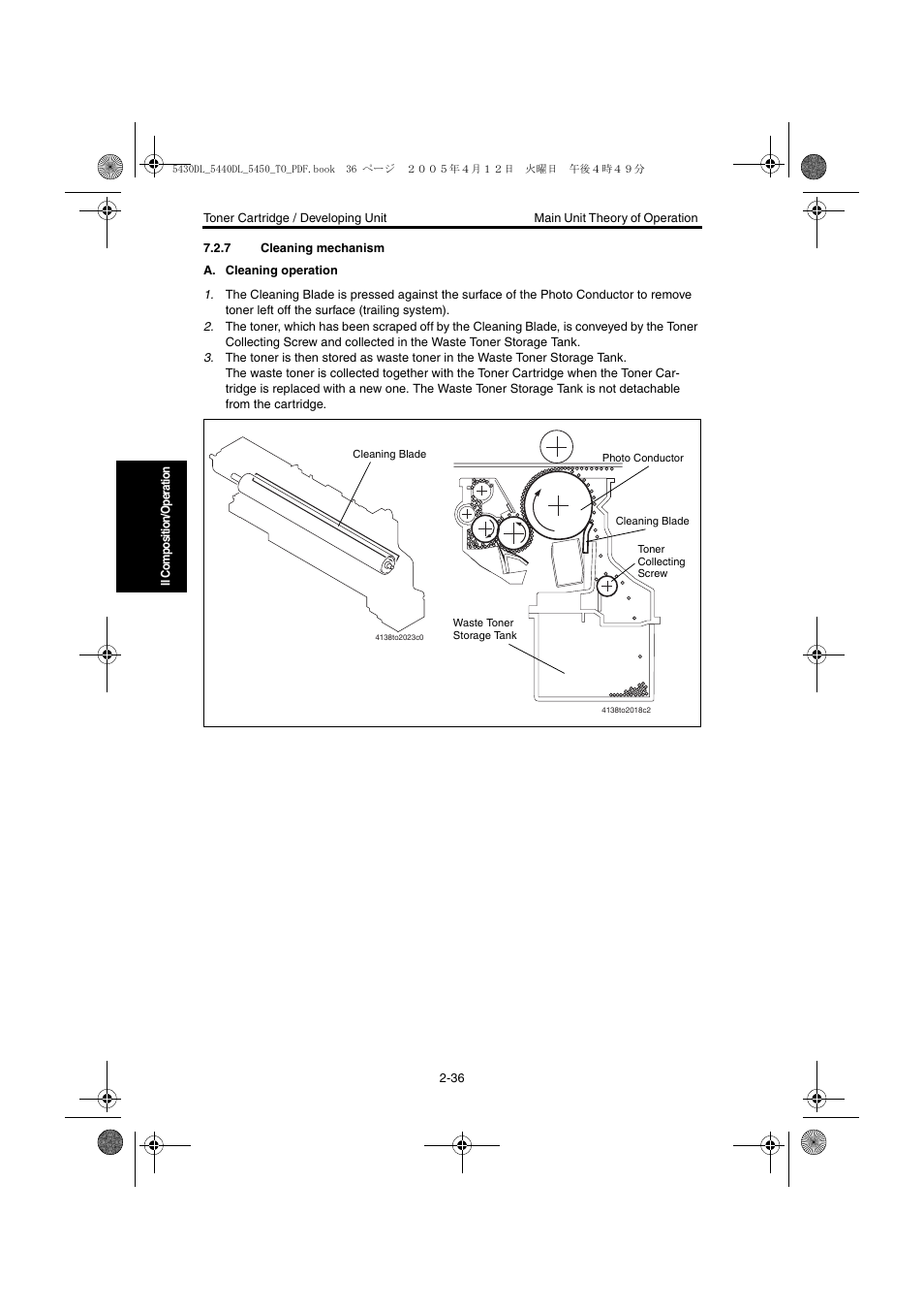 7 cleaning mechanism, Cleaning mechanism -36 | Konica Minolta 5430 DL 5440 DL 5450 User Manual | Page 73 / 193