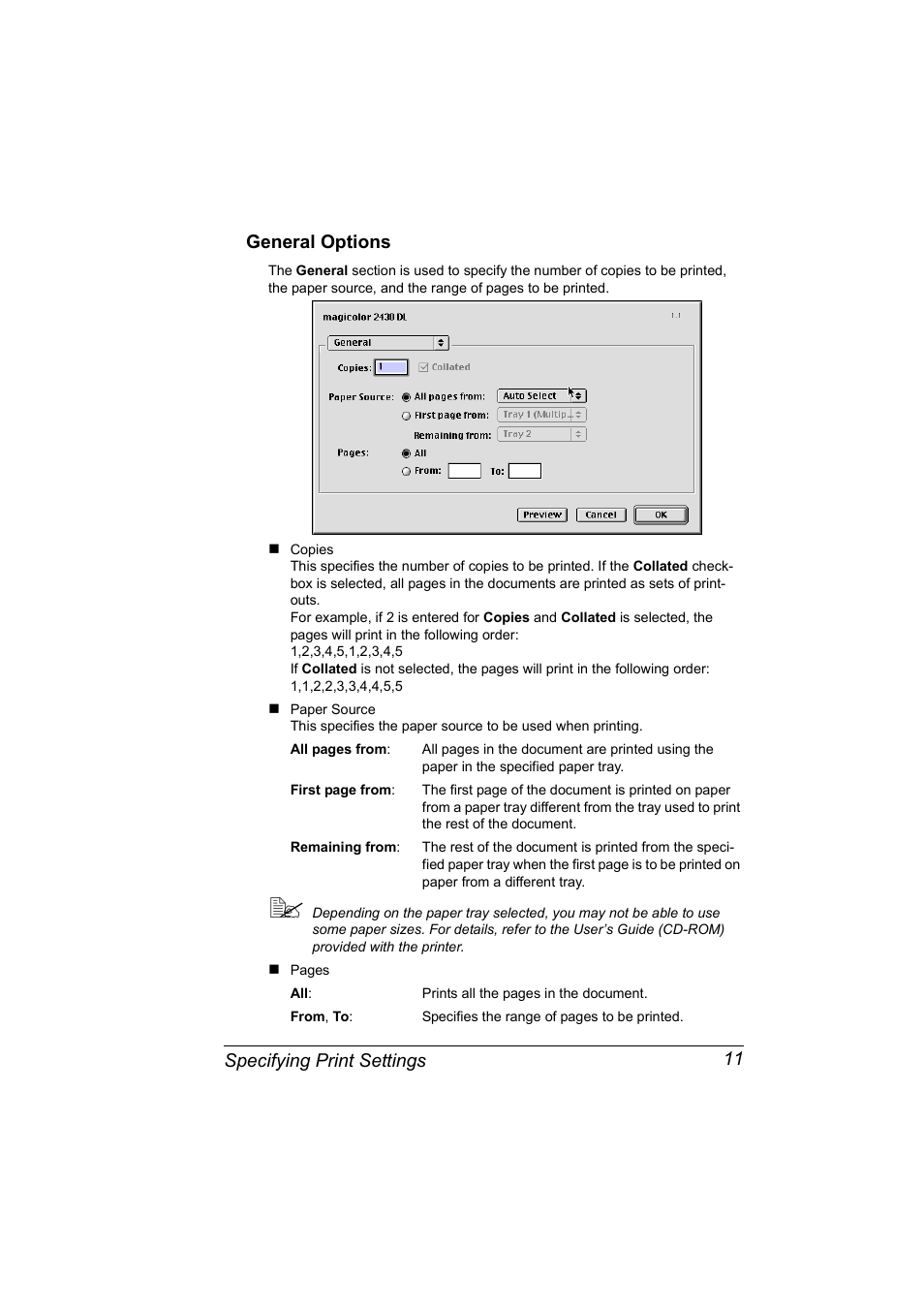 General options | Konica Minolta 2430 DL User Manual | Page 13 / 26