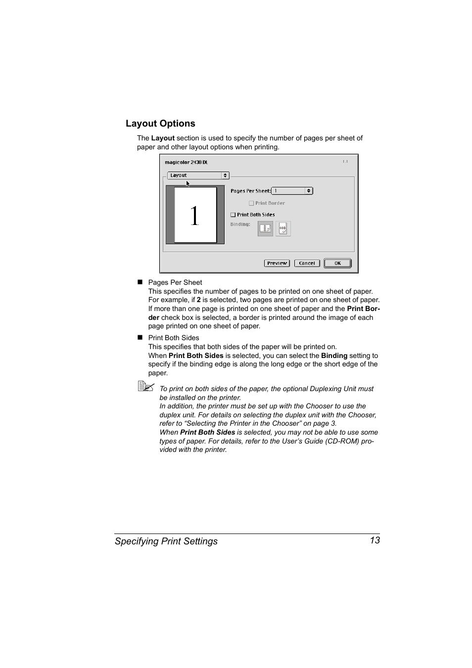 Layout options | Konica Minolta 2430 DL User Manual | Page 15 / 26