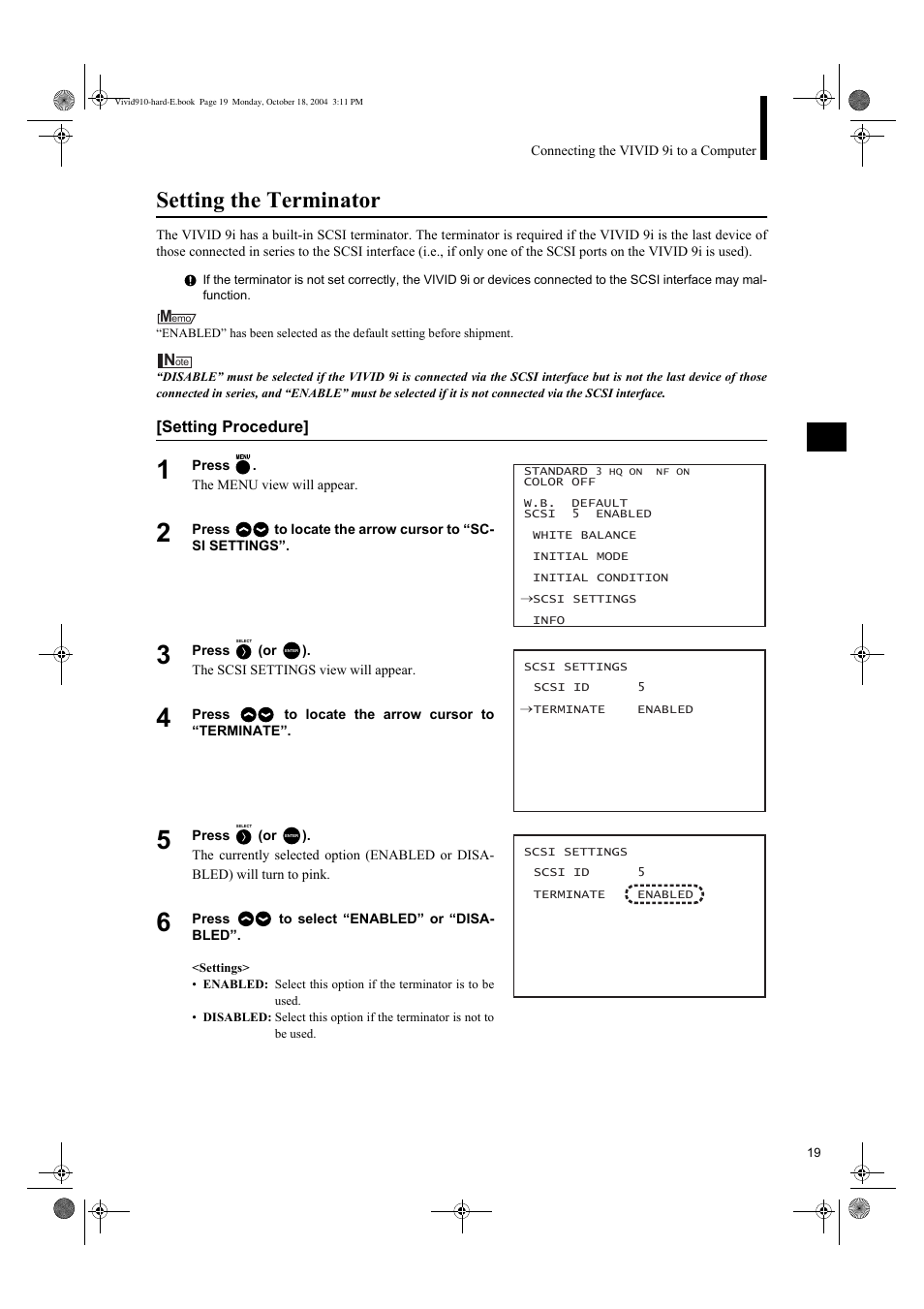 Setting the terminator | Konica Minolta NON-CONTACT 3D DIGITIZER VIVID 9i User Manual | Page 21 / 56
