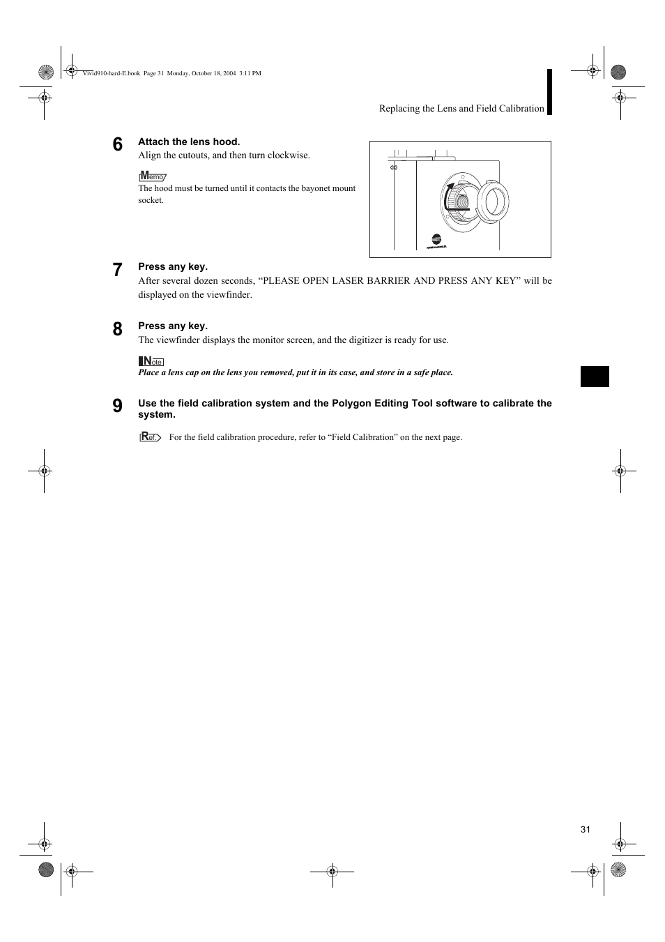 Konica Minolta NON-CONTACT 3D DIGITIZER VIVID 9i User Manual | Page 33 / 56