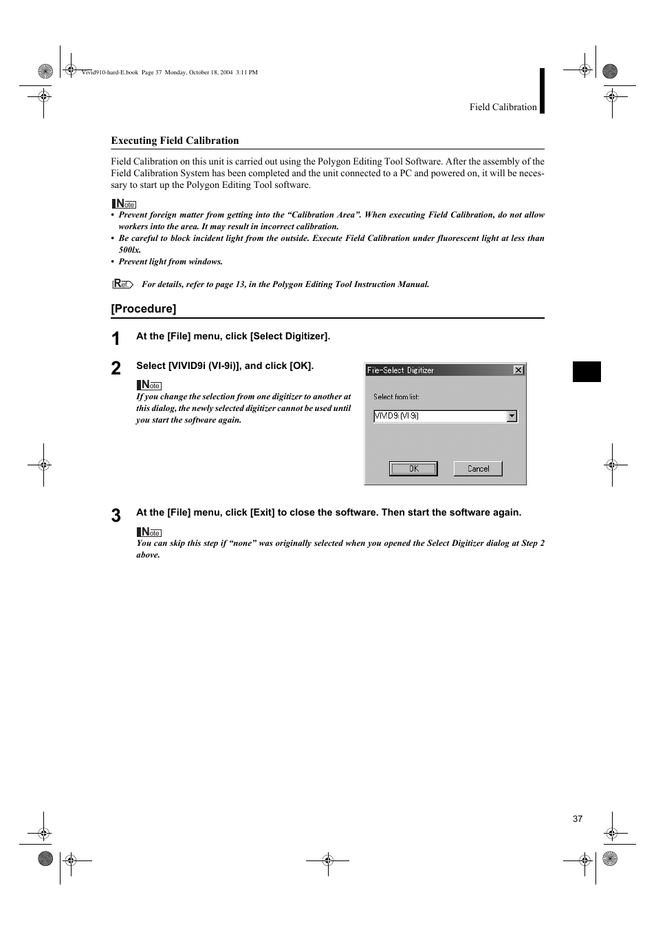 Konica Minolta NON-CONTACT 3D DIGITIZER VIVID 9i User Manual | Page 39 / 56