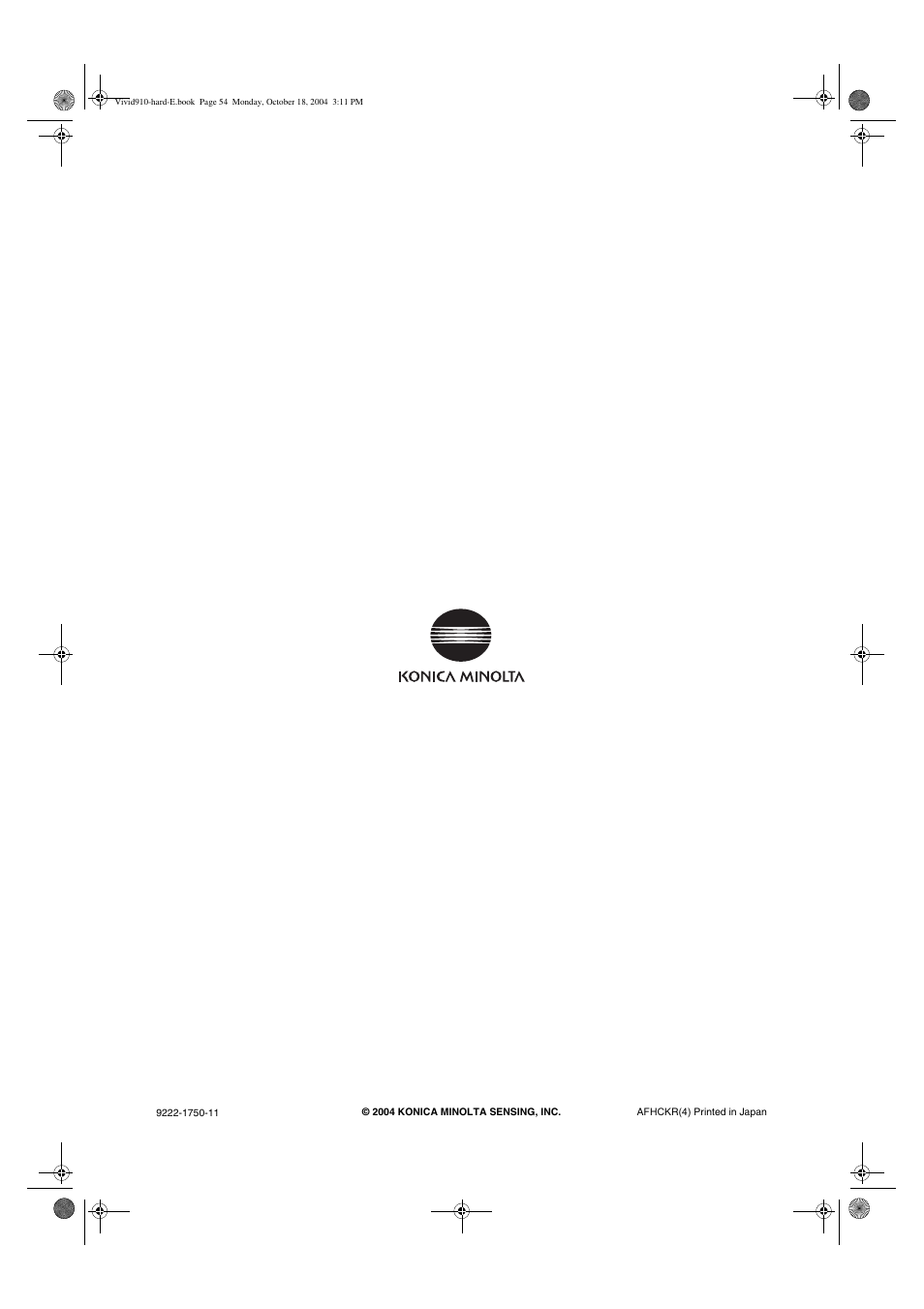 Konica Minolta NON-CONTACT 3D DIGITIZER VIVID 9i User Manual | Page 56 / 56
