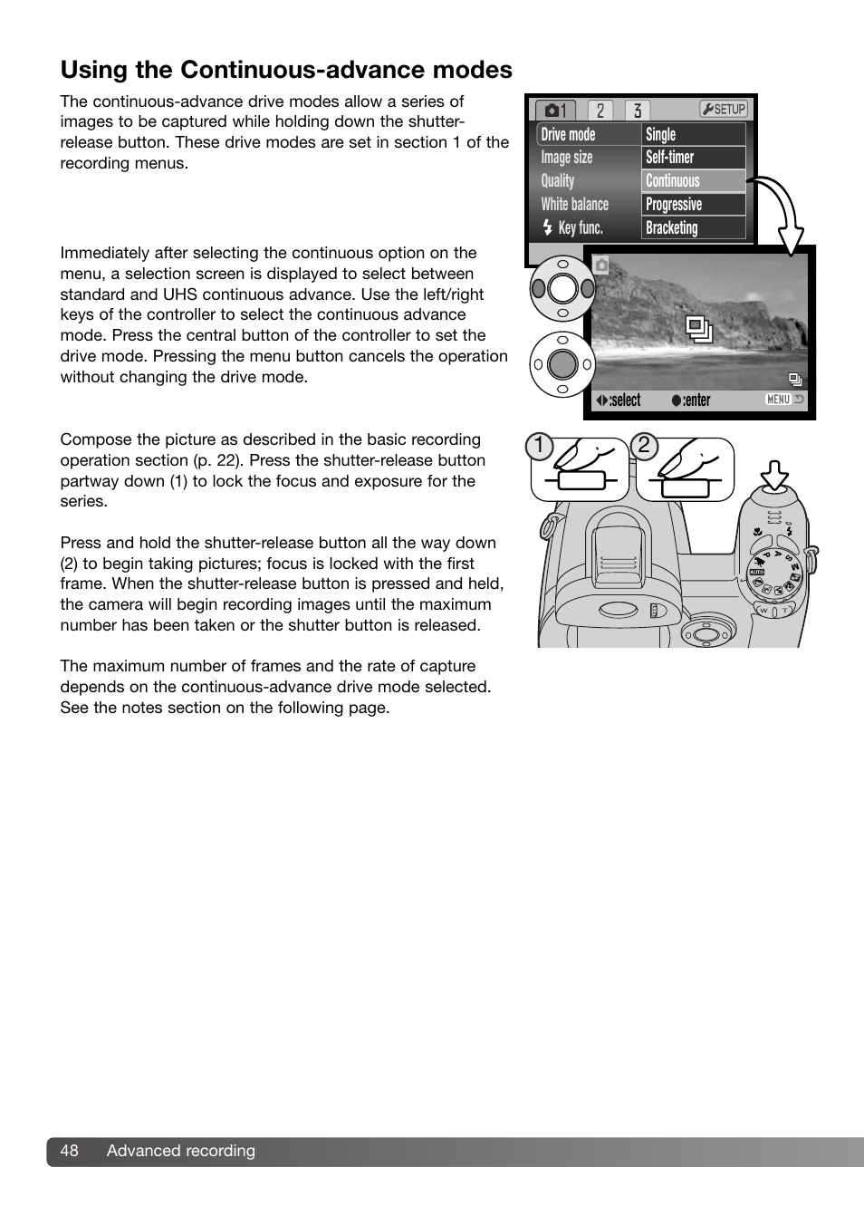 Using the continuous-advance modes | Konica Minolta 109678 User Manual | Page 48 / 124