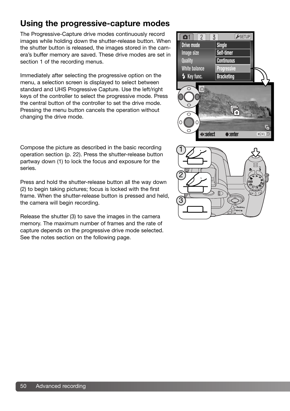 Using the progressive-capture modes | Konica Minolta 109678 User Manual | Page 50 / 124