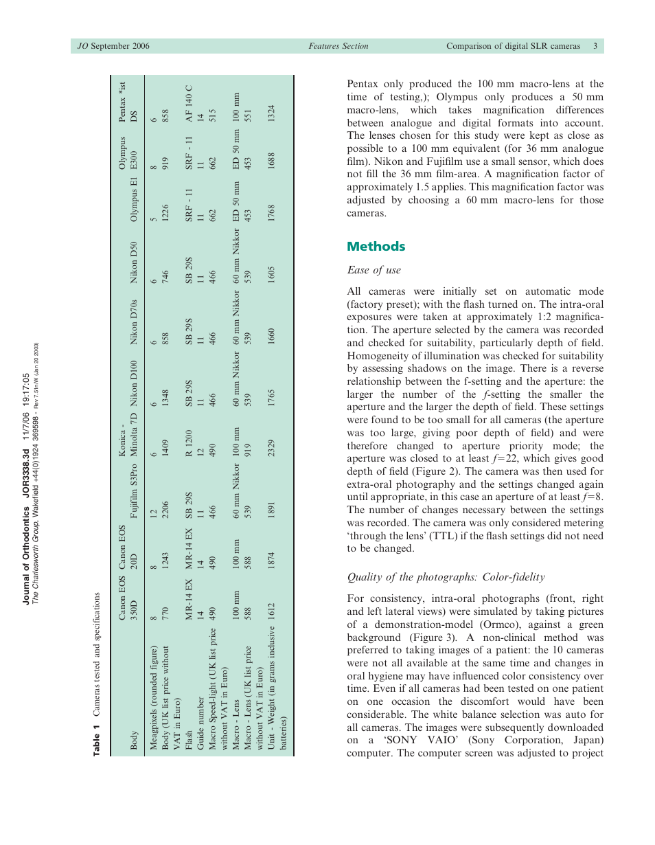 Methods, Ease of use, Quality of the photographs: color-fidelity | Konica Minolta SLR User Manual | Page 3 / 9