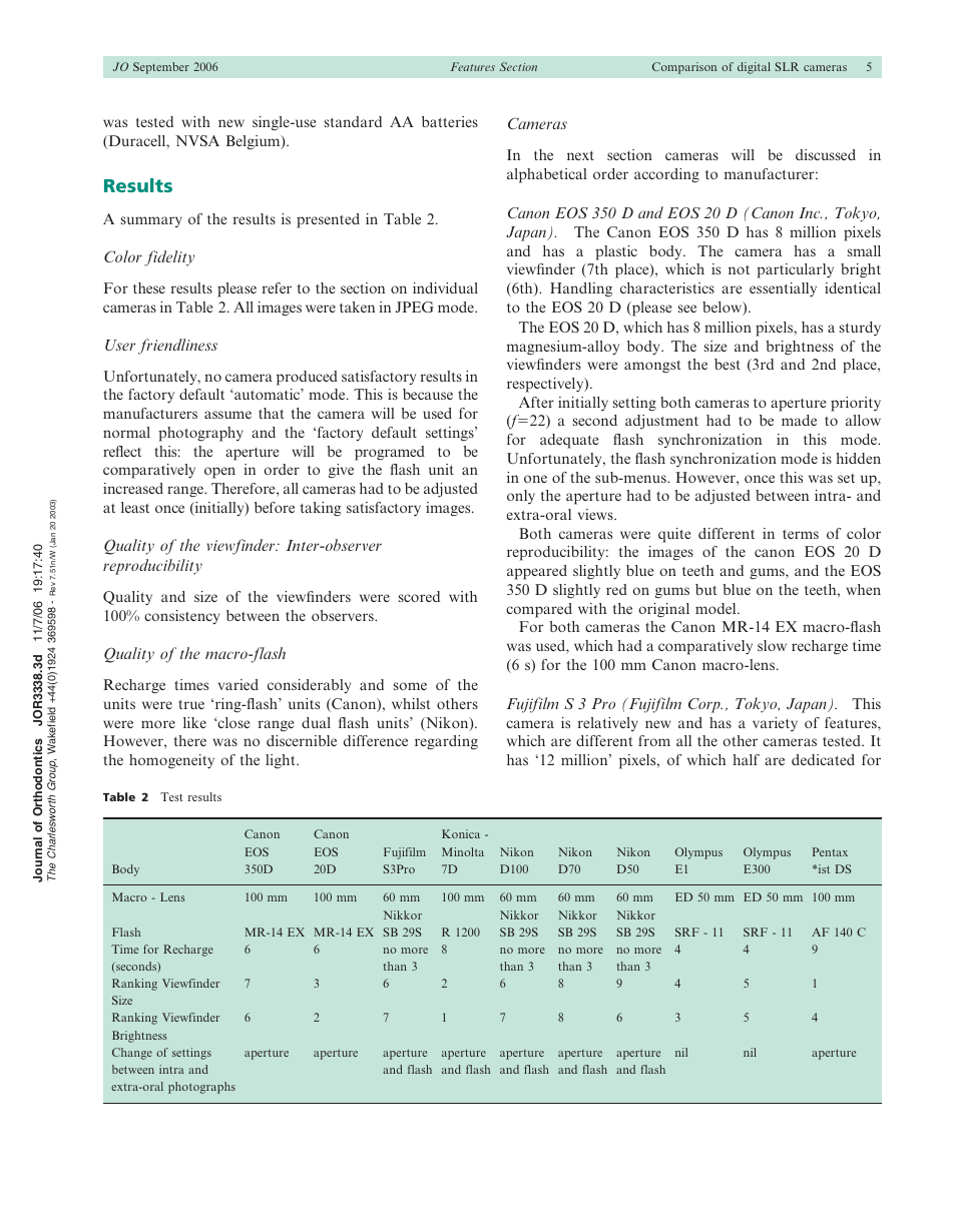 Results, Color fidelity, User friendliness | Quality of the macro-flash, Cameras, Fujifilm s 3 pro (fujifilm corp., tokyo, japan) | Konica Minolta SLR User Manual | Page 5 / 9