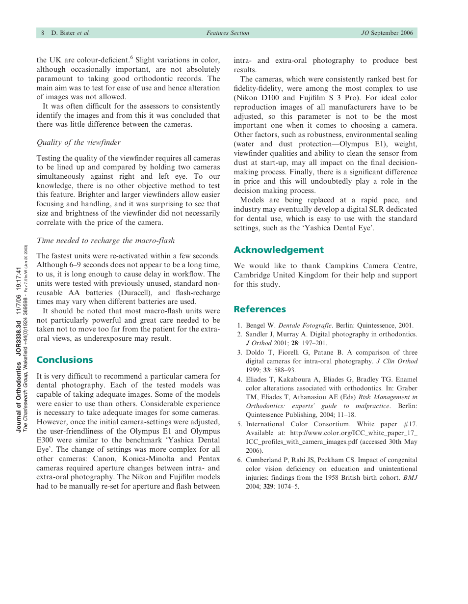 Conclusions, Acknowledgement, References | Konica Minolta SLR User Manual | Page 8 / 9