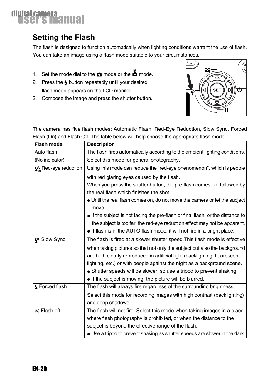 Setting the flash, En-20 | Konica Minolta Magicolor 3300 User Manual | Page 20 / 46