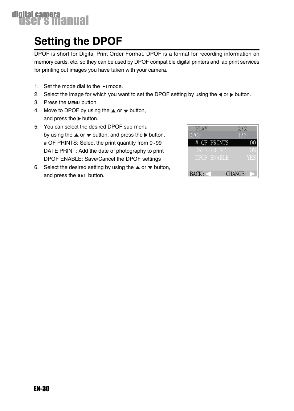 Setting the dpof | Konica Minolta Magicolor 3300 User Manual | Page 30 / 46