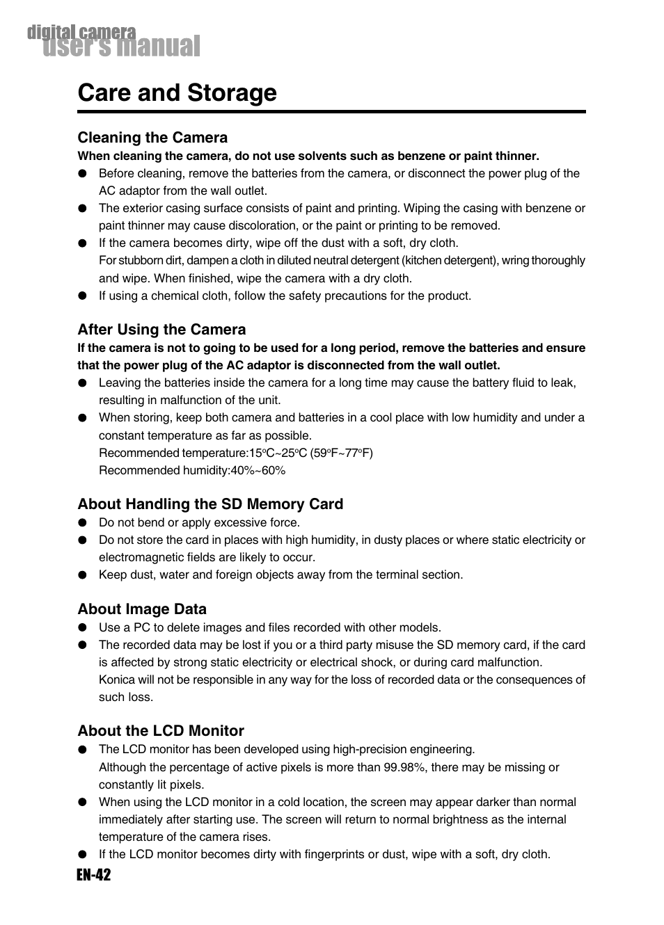 Care and storage | Konica Minolta Magicolor 3300 User Manual | Page 42 / 46