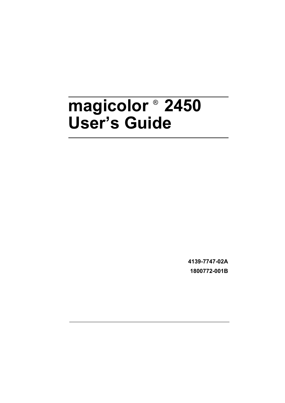 Konica Minolta Magicolor 2450 User Manual | 168 pages