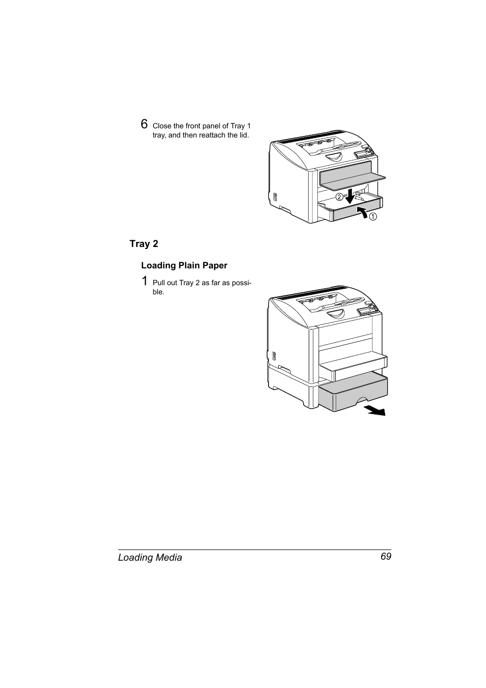 Tray 2, Loading plain paper, Tray 2 69 | Loading plain paper 69 | Konica Minolta Magicolor 2450 User Manual | Page 83 / 168