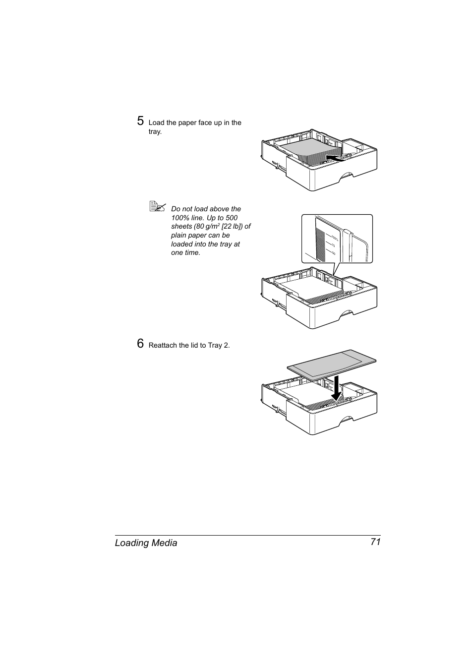 Loading media 71 | Konica Minolta Magicolor 2450 User Manual | Page 85 / 168