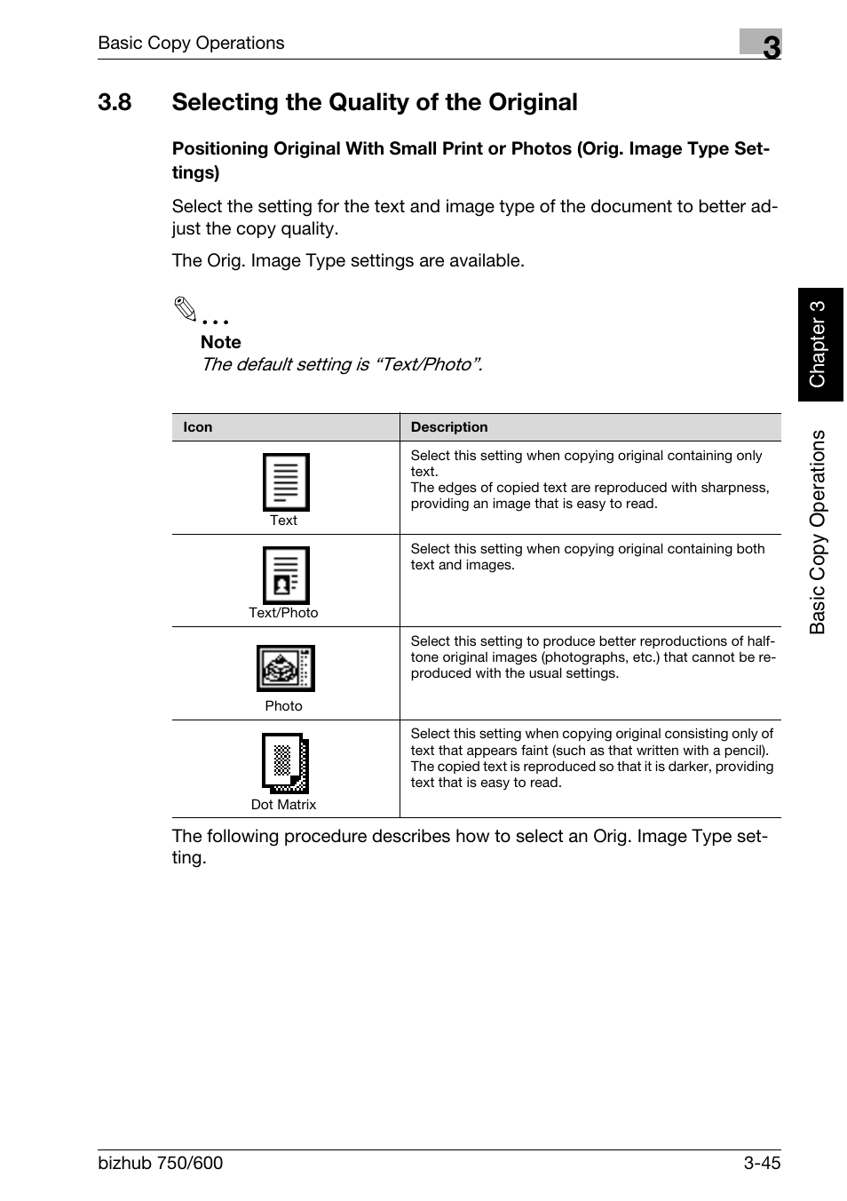 8 selecting the qualityof the original, 8 selecting the quality of the original | Konica Minolta bizhub 750 User Manual | Page 144 / 526