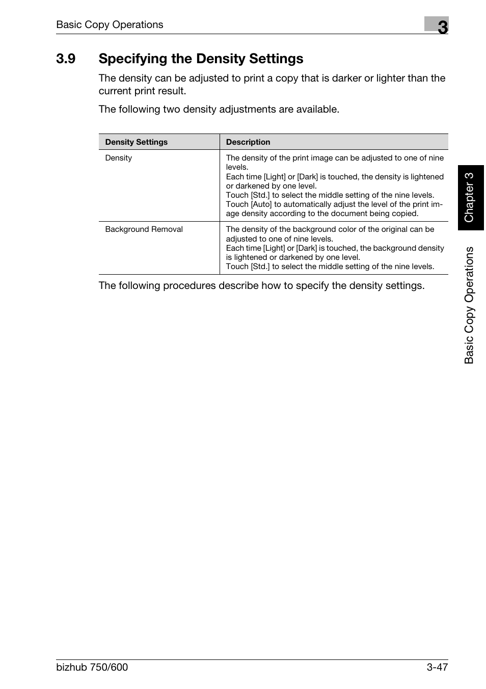 9 specifying the density settings | Konica Minolta bizhub 750 User Manual | Page 146 / 526