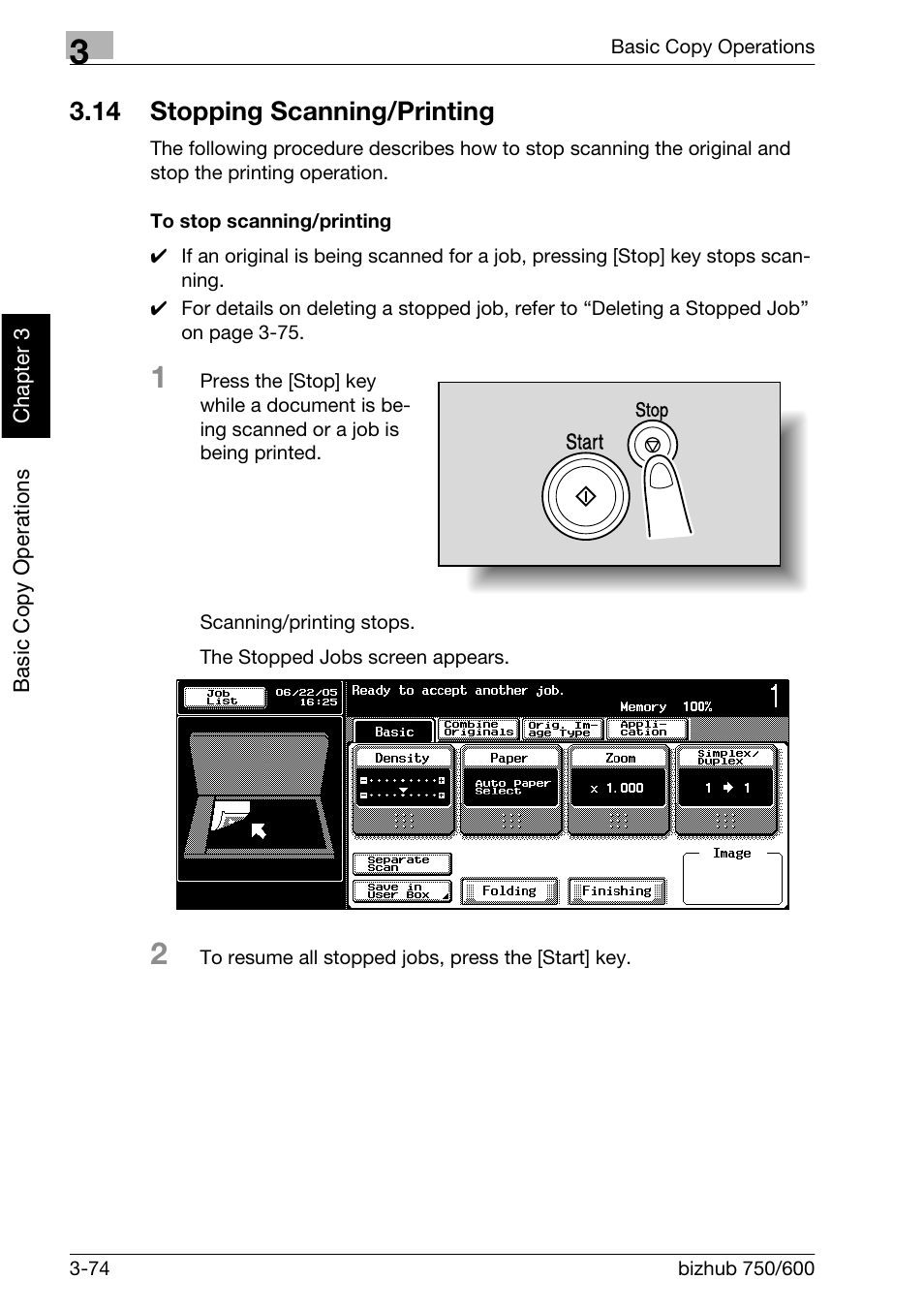 14 stopping scanning/printing | Konica Minolta bizhub 750 User Manual | Page 173 / 526