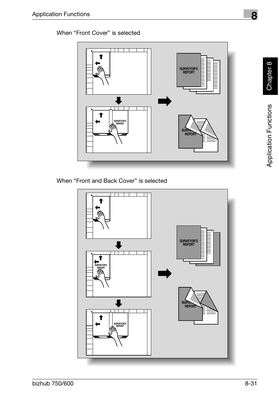Application f unctions chapter 8, Application functions | Konica Minolta bizhub 750 User Manual | Page 304 / 526