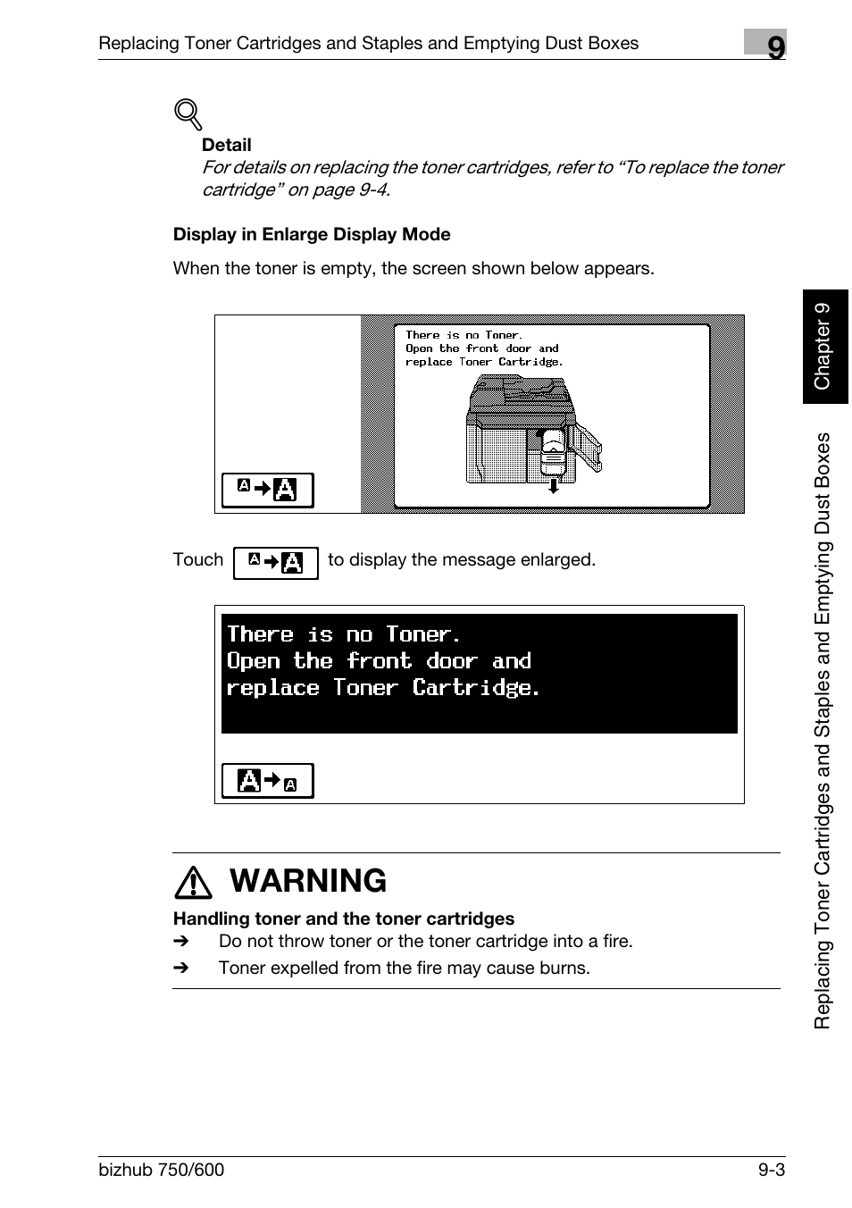 77 warning | Konica Minolta bizhub 750 User Manual | Page 368 / 526