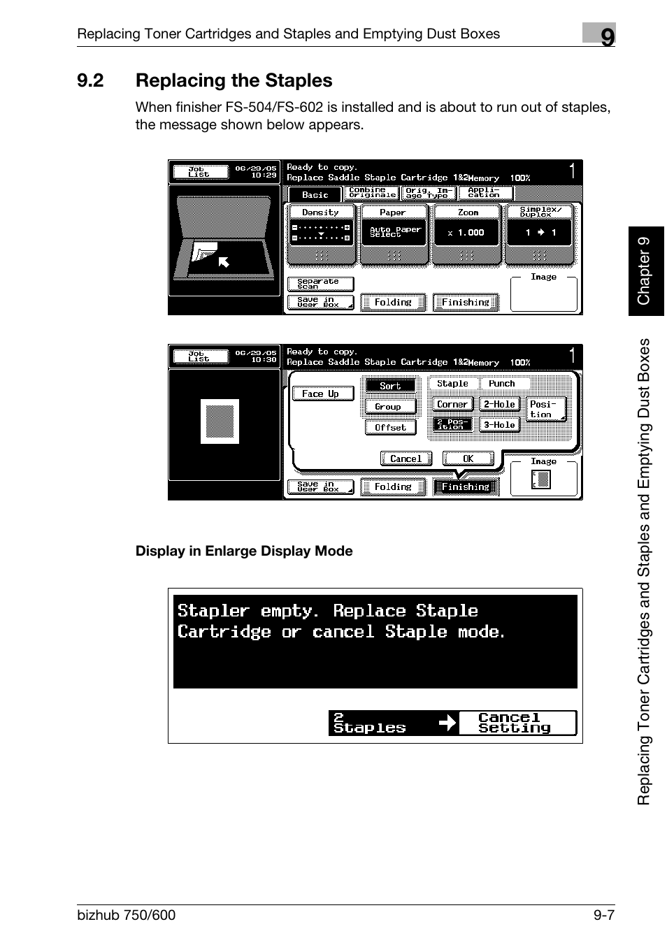 2 replacing the staples | Konica Minolta bizhub 750 User Manual | Page 372 / 526