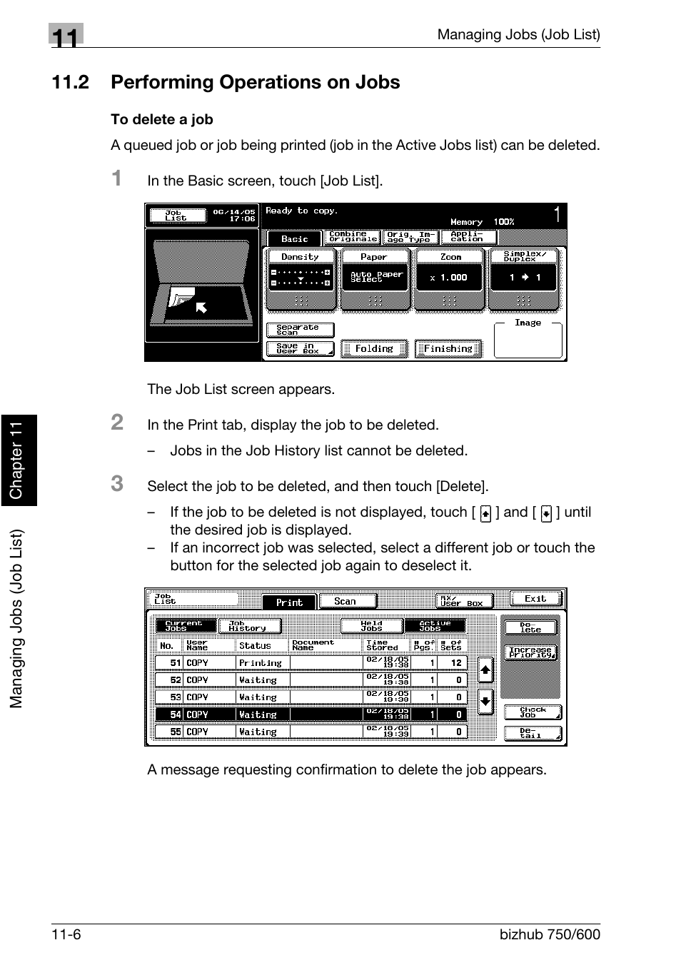 2 performing operations on jobs | Konica Minolta bizhub 750 User Manual | Page 399 / 526