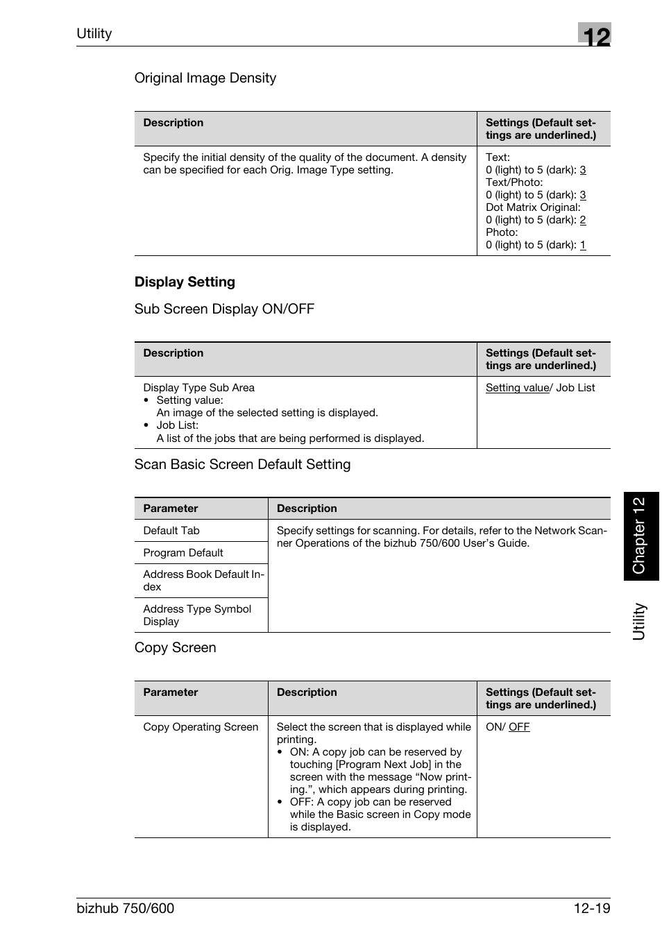 Utility ch ap te r 12 | Konica Minolta bizhub 750 User Manual | Page 432 / 526