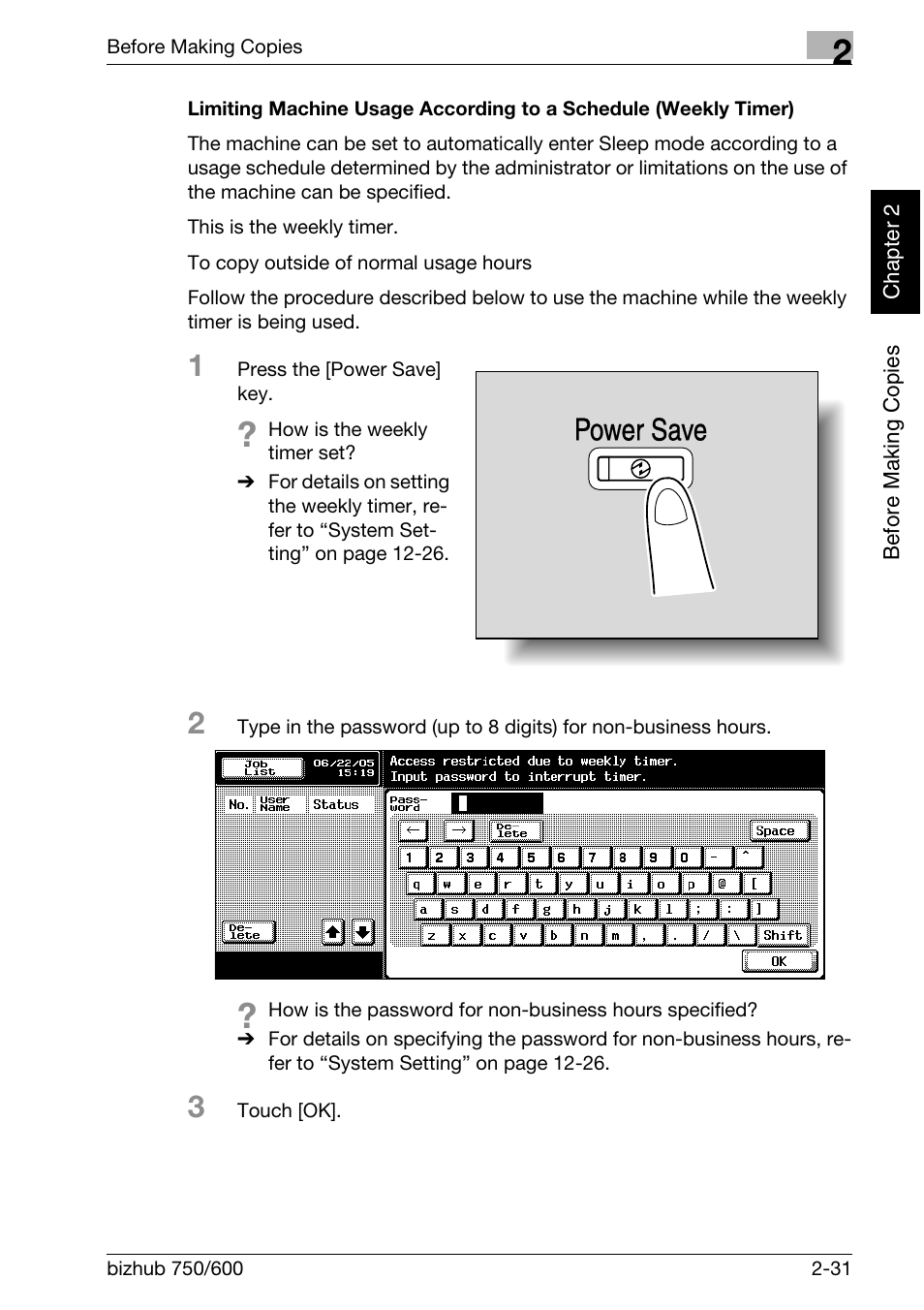 Power save | Konica Minolta bizhub 750 User Manual | Page 76 / 526