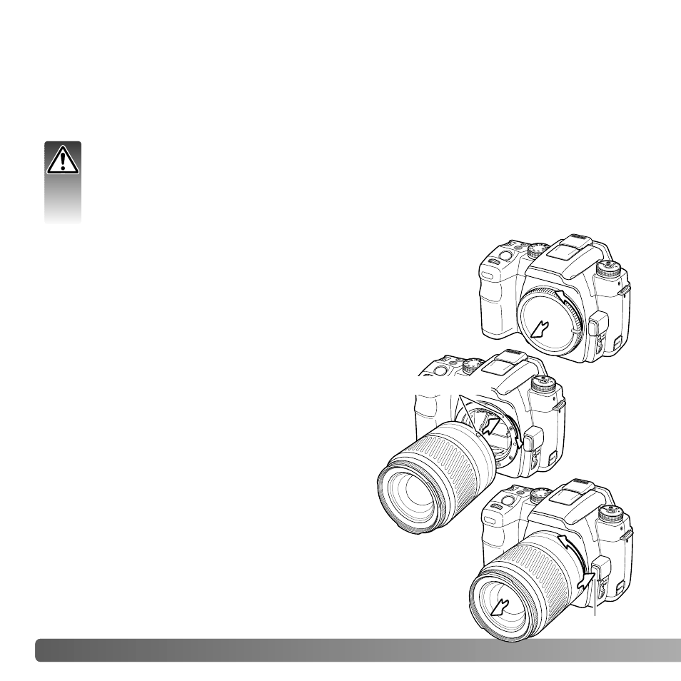 Getting up and running, Attaching and removing a lens | Konica Minolta MAXXUM 5D User Manual | Page 18 / 148