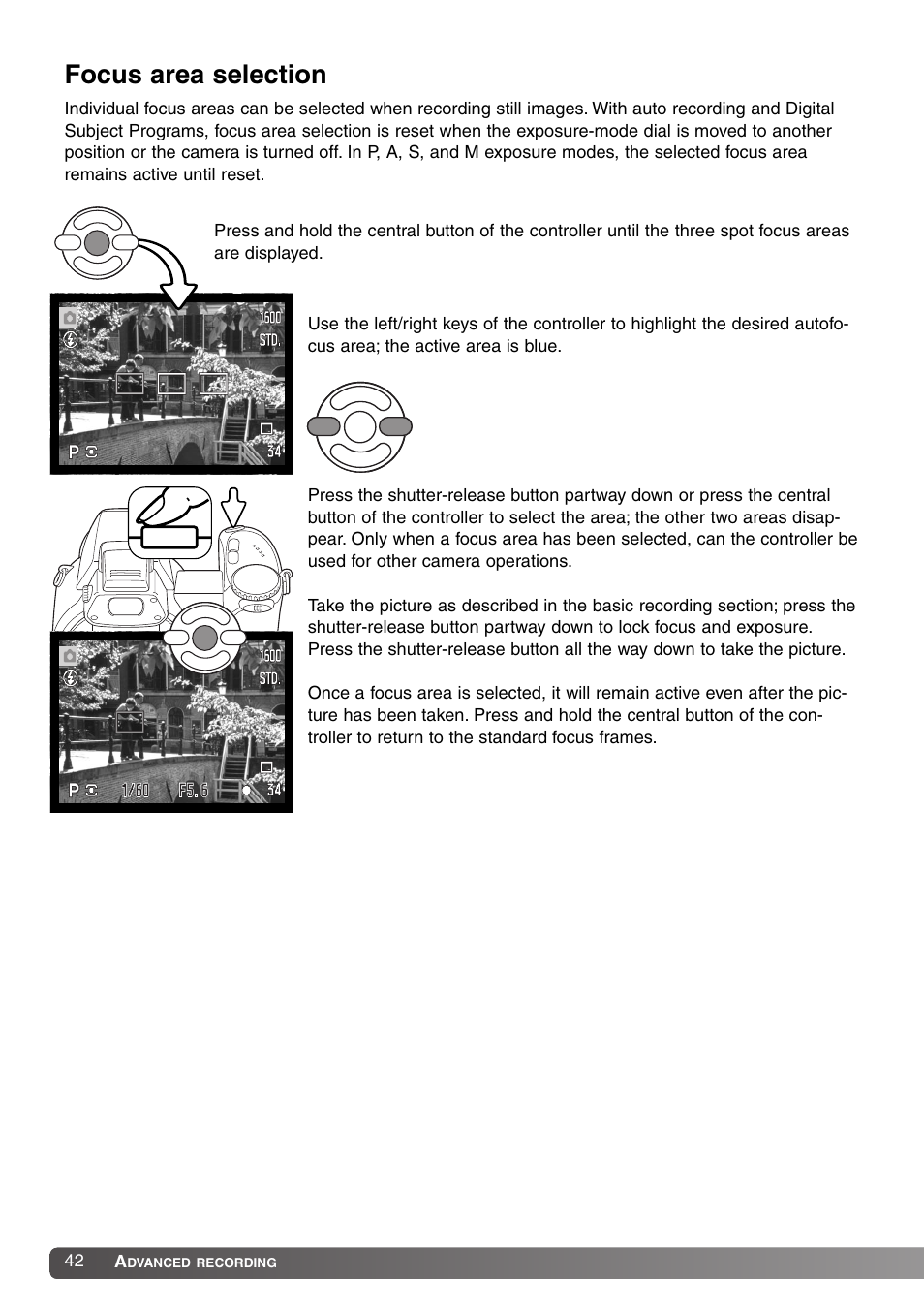 Focus area selection | Konica Minolta DiMAGE Z1 User Manual | Page 42 / 116