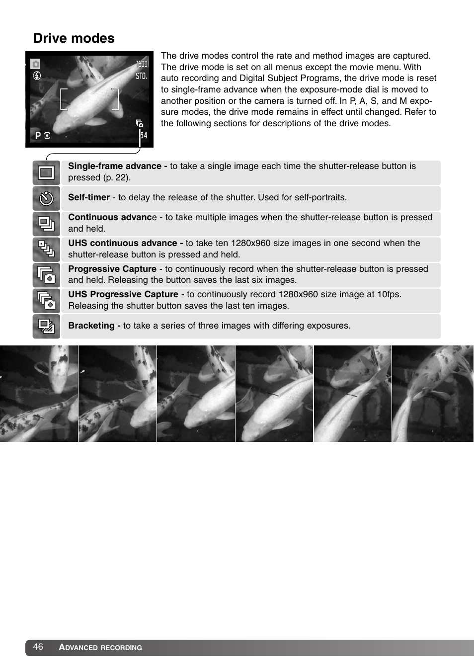 Drive modes | Konica Minolta DiMAGE Z1 User Manual | Page 46 / 116