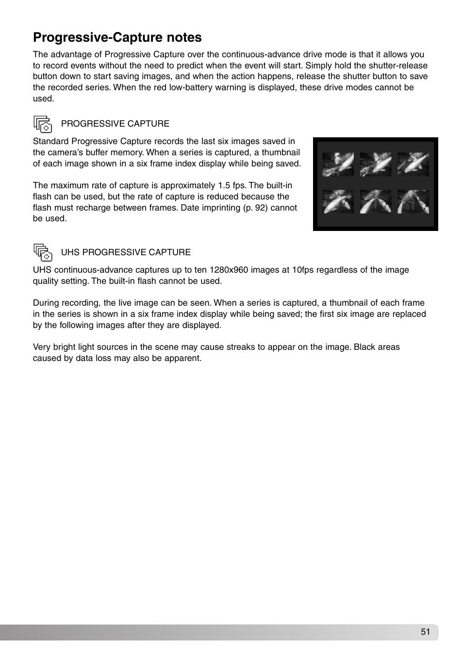 Progressive-capture notes | Konica Minolta DiMAGE Z1 User Manual | Page 51 / 116