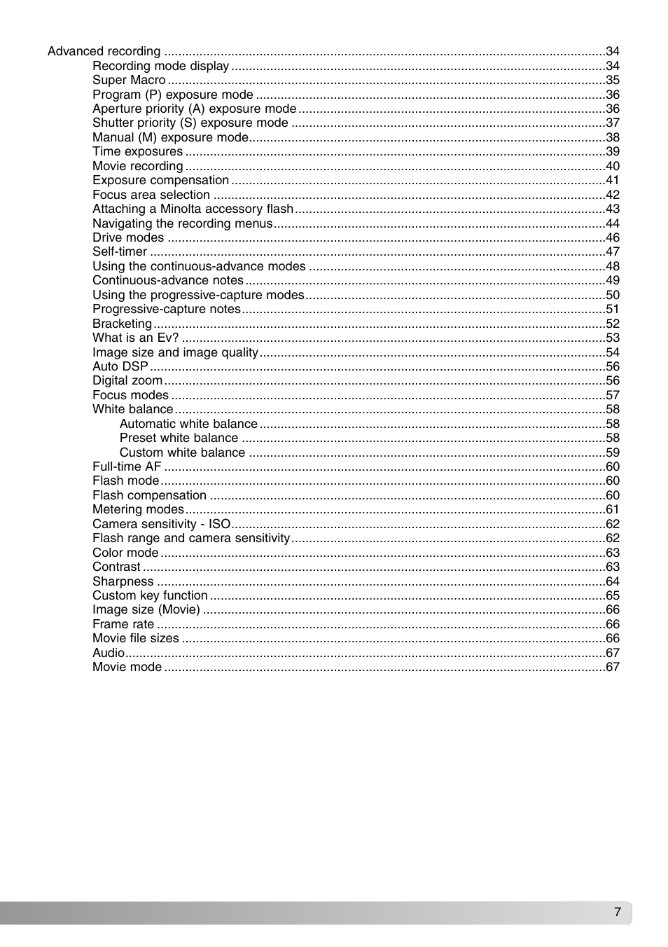 Konica Minolta DiMAGE Z1 User Manual | Page 7 / 116