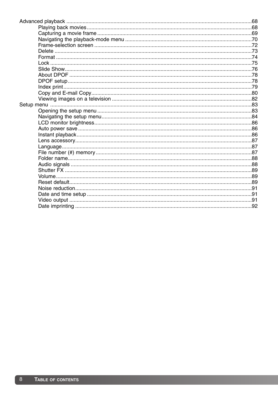 Konica Minolta DiMAGE Z1 User Manual | Page 8 / 116