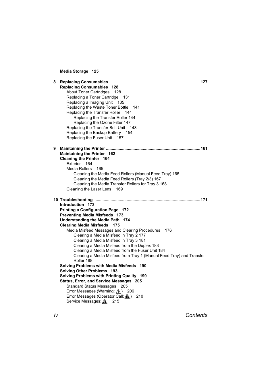 Contents iv | Konica Minolta Bizhub C20P User Manual | Page 12 / 258