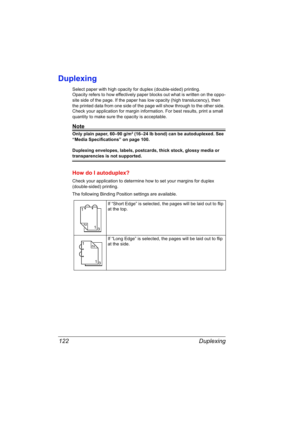 Duplexing, Duplexing 122 | Konica Minolta Bizhub C20P User Manual | Page 136 / 258