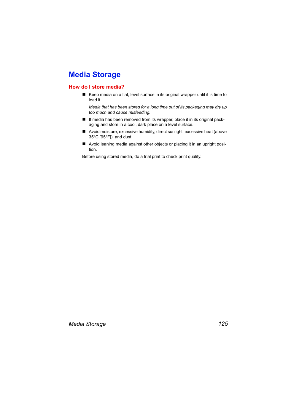 Media storage, Media storage 125 | Konica Minolta Bizhub C20P User Manual | Page 139 / 258