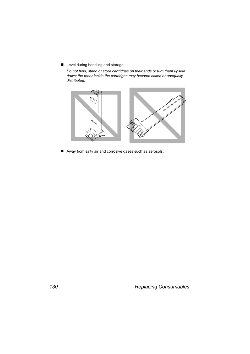 Replacing consumables 130 | Konica Minolta Bizhub C20P User Manual | Page 144 / 258