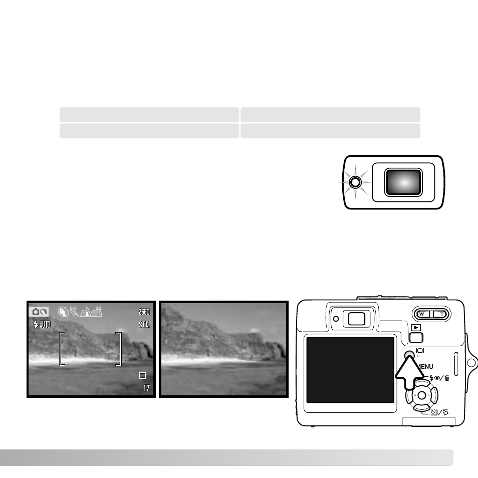 Flash range - automatic operation, Flash signals, Display button - recording mode | Konica Minolta X50 User Manual | Page 29 / 108