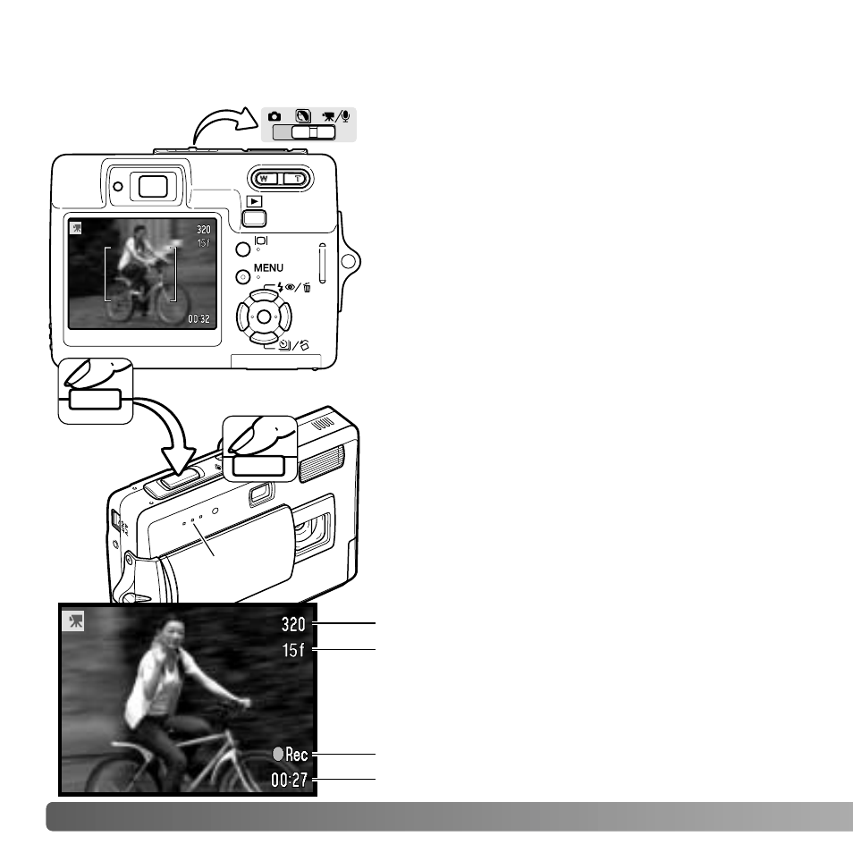 Recording - advanced operation, Movie recording | Konica Minolta X50 User Manual | Page 36 / 108