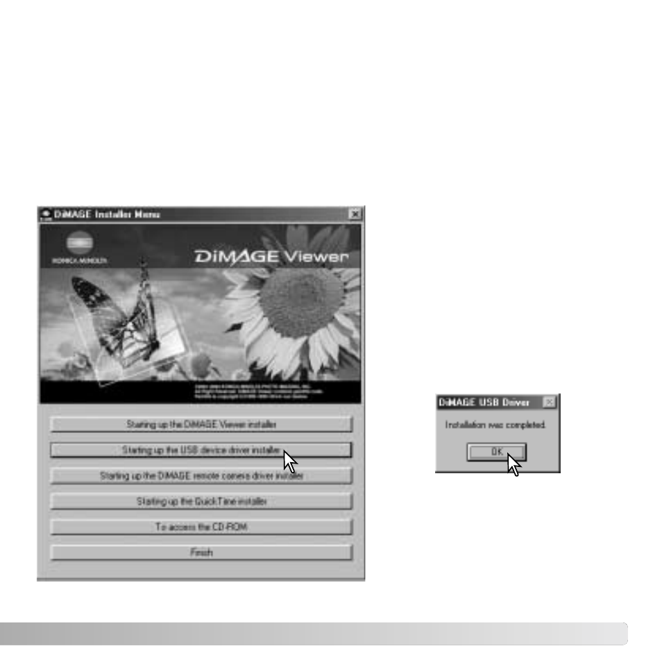 Connecting to windows 98 and 98se, Automatic installation | Konica Minolta X50 User Manual | Page 81 / 108