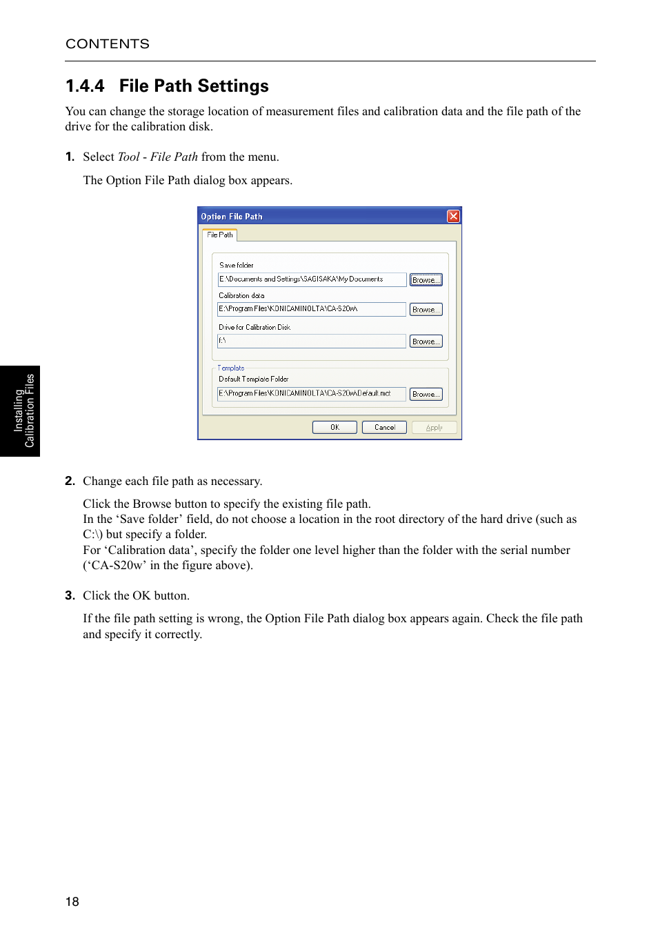 4 file path settings | Konica Minolta Data Management Software CA-S20W User Manual | Page 20 / 22