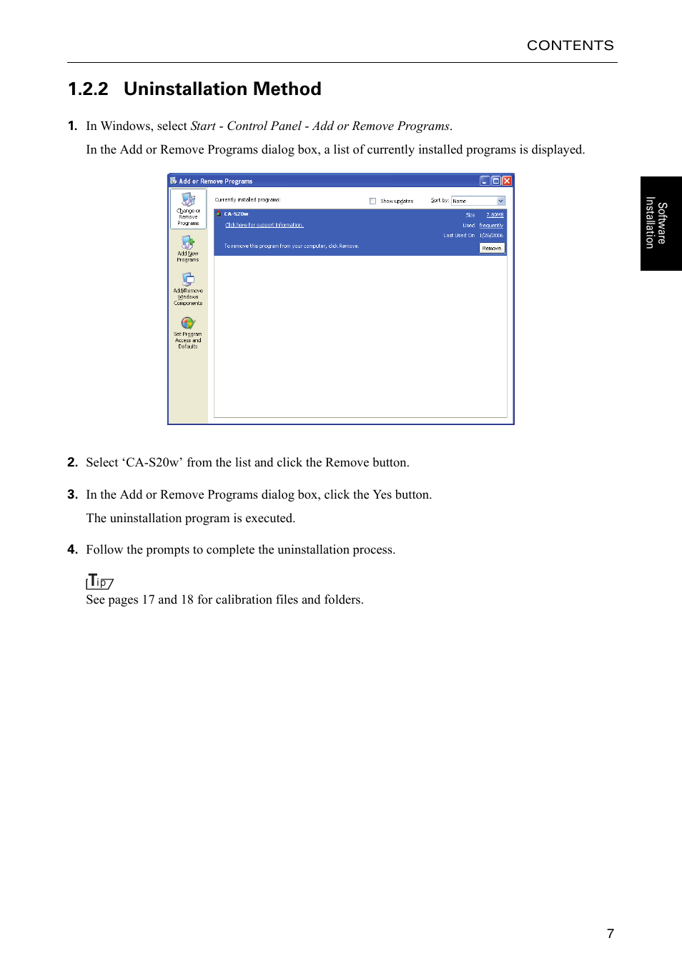 2 uninstallation method | Konica Minolta Data Management Software CA-S20W User Manual | Page 9 / 22